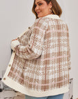 Navy Trim Front Cardigan PLUS Sweater
