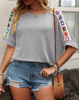 Crochet Trim Dolman Sleeve T-Shirt