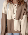 Colorblock Crewneck Henley Sweatshirt
