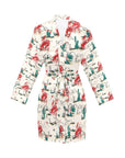Desert Rodeo Women's Long Sleeve Belted Satin Feel Dressing Lounge Robe