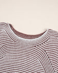 Stripe Ribbed Knit Boat Neck Sweater