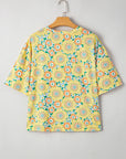 Flower Drop Shoulder Loose Summer T-Shirt