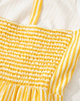 Stripe Tie Shoulder Smocked Wide Leg Romper