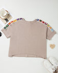 Crochet Trim Dolman Sleeve T-Shirt
