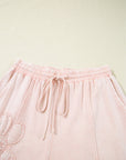 Floral Patch Mineral Wash Terry Knit Pants