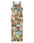 Baha Ranch Colores de Mexico Pictures of the Southwest Sleeveless Bodycon Side Slit Long Dress