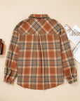 Plus Size Plaid Flap Pocket Button-Up Shacket