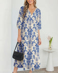 Boho 3/4 Sleeve Maxi Dress