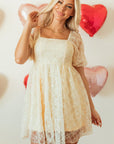 Winter Bubble Sleeve Square Dress
