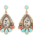 Dalmatian Jasper Colorful Golden Drop Earrings