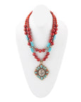 Dalmatian Jasper Colorful Golden Pendant Necklace