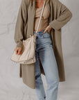 Solid Textured Knit Open-Front Sweater Cardigan