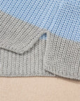 Stripe Colorblock V-Neck Sweater T-Shirt