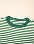 Plus Size Stripe Thermal Reverse Seam Patchwork Top