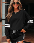 Varsity Stripe Pullover and Mini Skirt Set