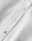 Solid Crinkled Lantern Sleeve Buttoned Shirt