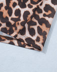 Plus Size Leopard Mesh Mock Neck Top