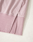 Stripe Thumbhole Drop Shoulder Sleeve Hoodie