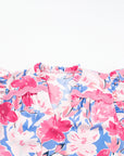 Floral Ric-Rac Flutter Sleeve V-Neck Dress