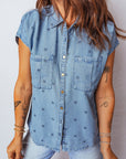Star Denim Double Chest Pocket Short Sleeve Shirt