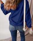 Solid Fleece Lined Drop Shoulder Terry Sweatshirt