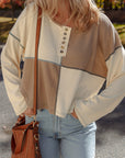Colorblock Waffle Knit Long Sleeve Top