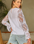 Tassa Mesh Flounce Sleeve Blouse