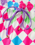 Checker Drawstring Elastic Waist Shorts