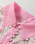 Floral Ricrac Trim Puff Sleeve Buttoned Shirt