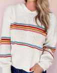 Stripe Colorblock Long Sleeve Hooded Sweater