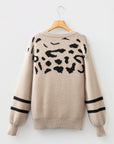Leopard Stripe Drop Shoulder Sweater
