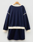 Plus Size Colorblock Top and Lace-up Skirt Set