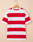 Stripe Colorblock Short Sleeve Oversize Tunic Tee