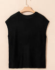 Solid Short Sleeve Side Slit Sweater Tee