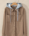 Isabella Hooded Drawstring Corduroy Shacket