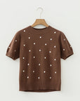 Polka Dot Bubble Short Sleeve Sweater