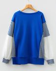 Stripe Leopard Patchwork Long Sleeve Sweatshirt
