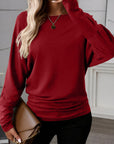 Solid Extended Cuff Long Sleeve Top