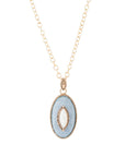Blue Denim Dreams White Mother of Pearl Golden Pendant Necklace
