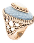 Denim Dreams White Mother of Pearl Golden Statement Ring