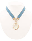 Blue Denim Dreams White Mother of Pearl Ribbon Necklace