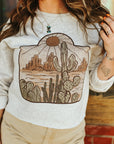 Cattle Tag Raw Hem Graphic Sweatshirt