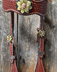 Basketweave Browband Headstall / Bridle - Gold Sunflowers