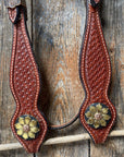 Basketweave Browband Headstall / Bridle - Gold Sunflowers