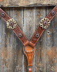 Breastcollar - Gold Flowers & European Crystal Conchos