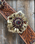 Breastcollar - Gold Flowers & European Crystal Conchos