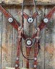 Medium Oil Floral Pearl Browband/Breastcollar Tack Set