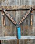 Classic Turquoise and Topaz Browband / One Ear Tack Set