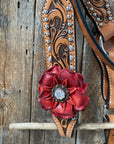 Silver Buckstitch Flower Browband Headstall & Breastcollar Set