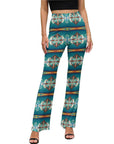 Baha Ranch Teal Aztec Flare Pants